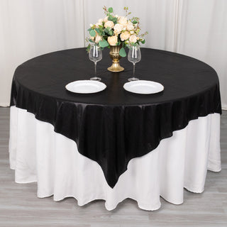 Black Shimmer Sequin Dots Square Polyester Table Overlay
