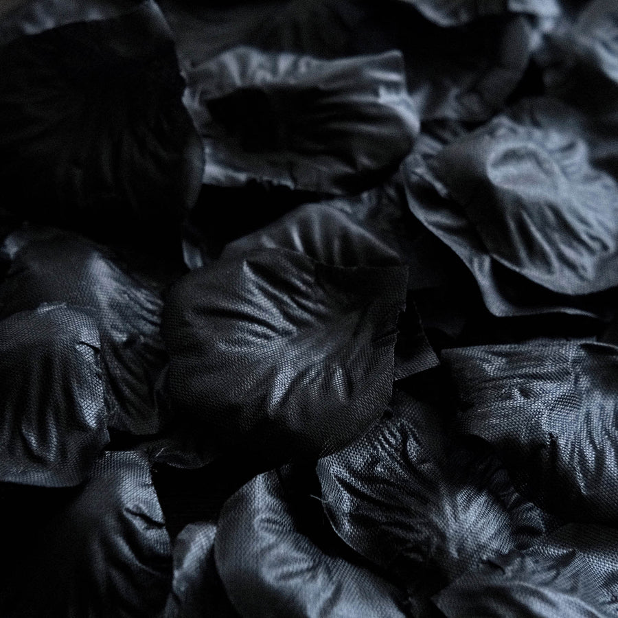 500 Pack | Black Silk Rose Petals Table Confetti or Floor Scatters#whtbkgd