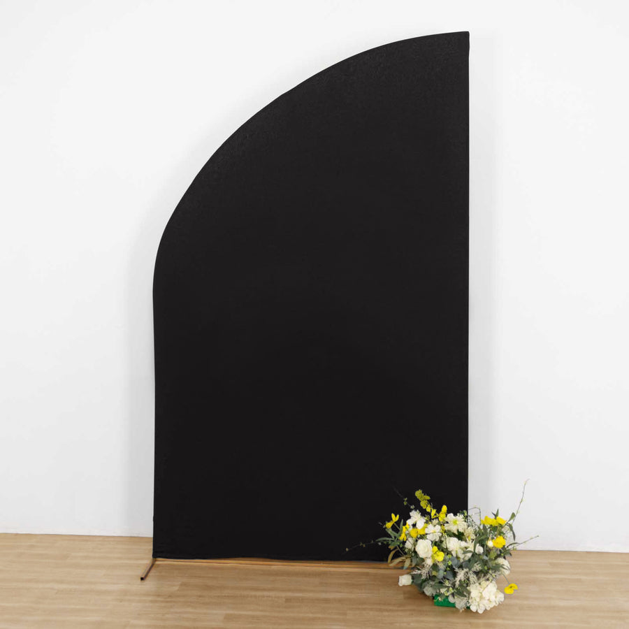 8ft Black Spandex Fitted Wedding Arch Cover For Half Moon Top Chiara Backdrop Stand