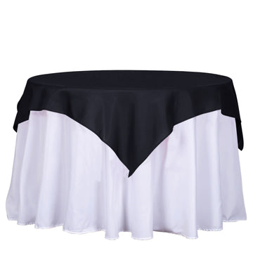 54"x54" Black Square Seamless Polyester Table Overlay