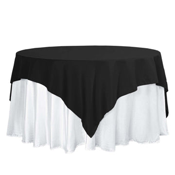 70"x70" Black Square Seamless Polyester Table Overlay