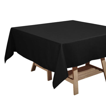 70"x70" Black Square Seamless Polyester Tablecloth
