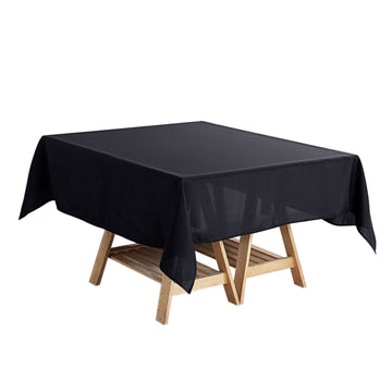 Black Polyester Square Tablecloth, 54"x54" Table Overlay
