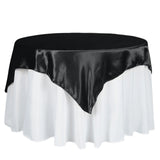 60" Satin Square Overlay For Wedding Catering Party Table Decorations - Black