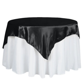 Black Square Smooth Satin Table Overlay