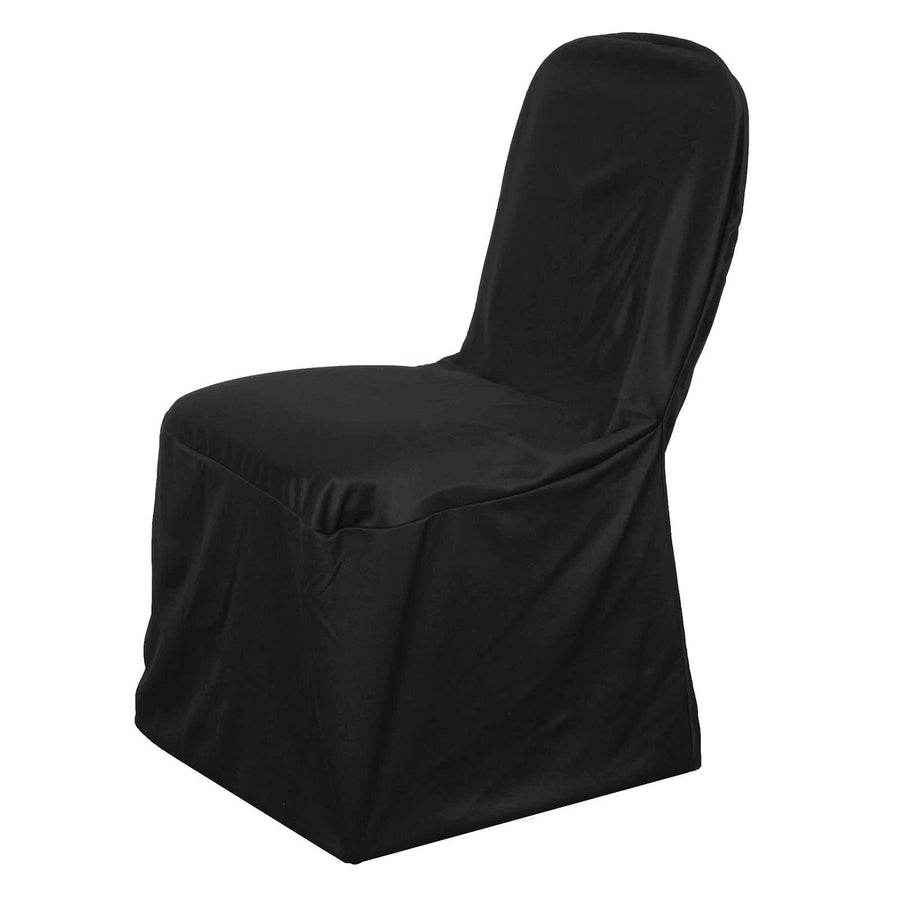 Black Stretch Slim Fit Scuba Chair Covers, Wrinkle Free Durable Slip On Chair Covers#whtbkgd