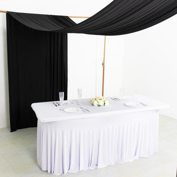 Black 4-Way Stretch Spandex Event Curtain Drapes, Wrinkle Resistant Backdrop Event Panel with Rod Pockets - 5ftx18ft