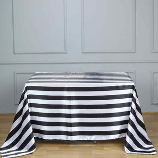 Elegant Black and White Stripe Tablecloth