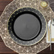 10 Pack | 10inch Black With Gold Dot Rim Plastic Dinner Plates, Round Disposable Tableware Plates