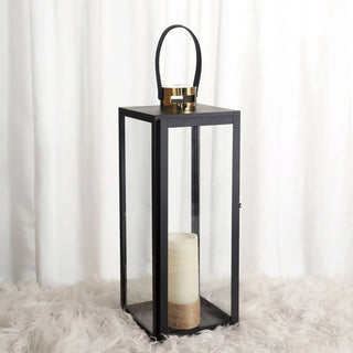 Black and Gold Stainless Steel Candle Lantern