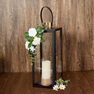 Black and Gold Stainless Steel Candle Lantern