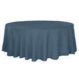 108" Blue Linen Round Tablecloth | Slubby Textured Wrinkle Resistant Tablecloth