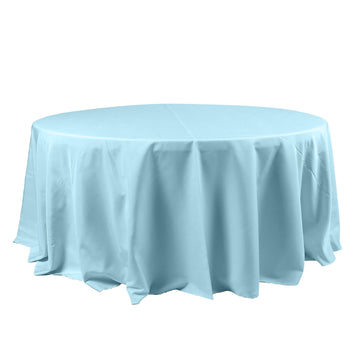 120" Blue Seamless Polyester Round Tablecloth for 5 Foot Table With Floor-Length Drop