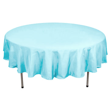 90" Blue Seamless Polyester Round Tablecloth