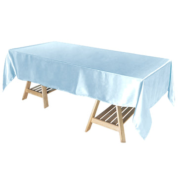 60"x102" Blue Seamless Smooth Satin Rectangular Tablecloth