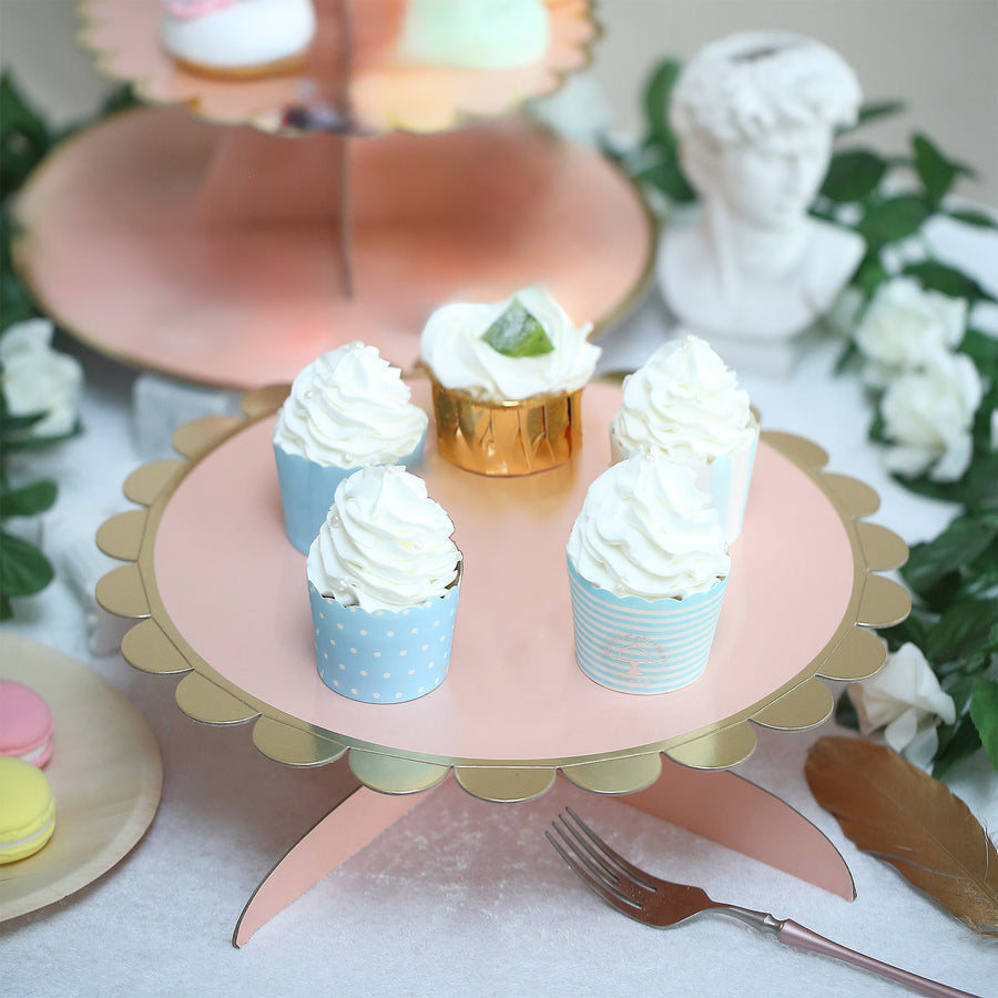 13inches 1-Tier Blush/Rose Gold Cardboard Cupcake Dessert Cake Stand Holder