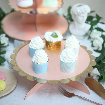 13" 1-Tier Blush Cardboard Cupcake Dessert Cake Stand Holder