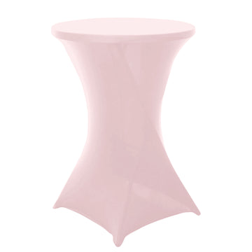 Blush Highboy Spandex Cocktail Table Cover, Fitted Stretch Tablecloth for 24"-32" Dia High Top Tables