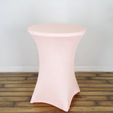Blush | Rose Gold Spandex Cocktail Table Cover, Fitted Stretch Tablecloth for 24"-32" Dia Tables