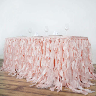 Elegant Blush Curly Willow Taffeta Table Skirt