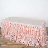 17FT Rose Gold | Blush Curly Willow Taffeta Table Skirt