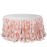 17FT Rose Gold | Blush Curly Willow Taffeta Table Skirt