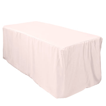 6ft Blush Fitted Polyester Rectangular Table Cover
