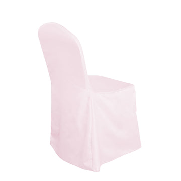 Blush Polyester Banquet Chair Cover, Reusable Stain Resistant Chair Cover