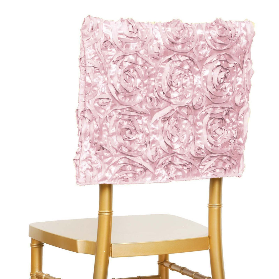 16 inches Blush/Rose Gold Satin Rosette Chiavari Chair Caps, Chair Back Covers