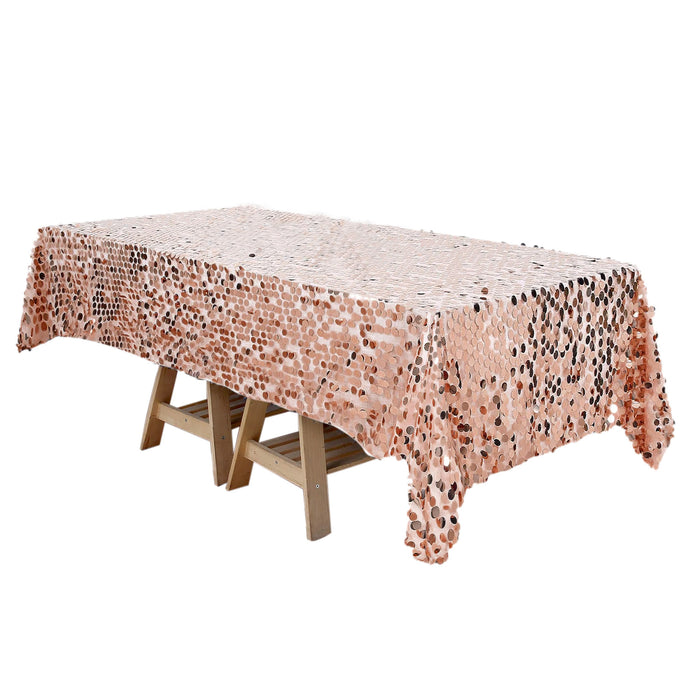 60x102 inches Big Payette Sequin Rectangle Tablecloth - Rose Gold | Blush