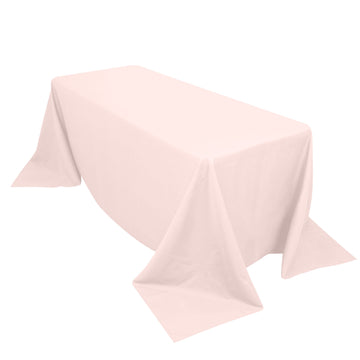 90"x132" Blush Seamless Premium Polyester Rectangular Tablecloth - 220GSM for 6 Foot Table With Floor-Length Drop