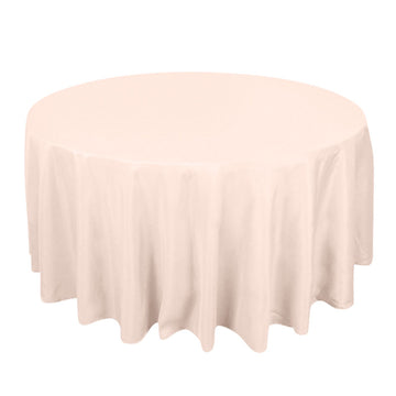 120" Blush Seamless Premium Polyester Round Tablecloth - 220GSM for 5 Foot Table With Floor-Length Drop