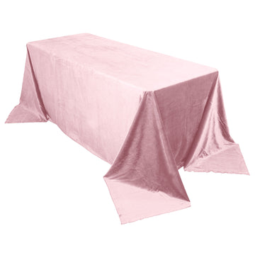 90"x132" Blush Seamless Premium Velvet Rectangle Tablecloth, Reusable Linen