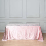 90x132inch Blush/Rose Gold Seamless Premium Velvet Rectangle Tablecloth, Reusable Linen