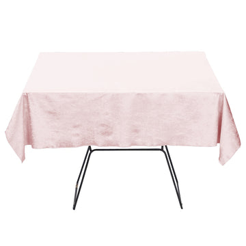54"x54" Blush Seamless Premium Velvet Square Tablecloth, Reusable Linen