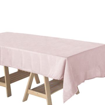60"x102" Blush Seamless Rectangular Tablecloth, Linen Table Cloth With Slubby Textured, Wrinkle Resistant