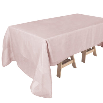 60"x126" Blush Seamless Rectangular Tablecloth, Linen Table Cloth With Slubby Textured, Wrinkle Resistant