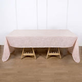 60"x126" Blush Rectangular Tablecloth, Linen Table Cloth With Slubby Textured, Wrinkle Resistant