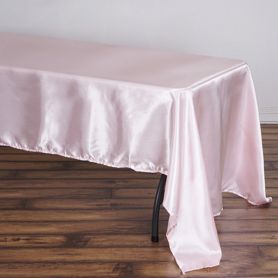 60x126 Satin Rectangular Tablecloth - Rose Gold | Blush