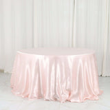 132inch Blush / Rose Gold Seamless Satin Round Tablecloth