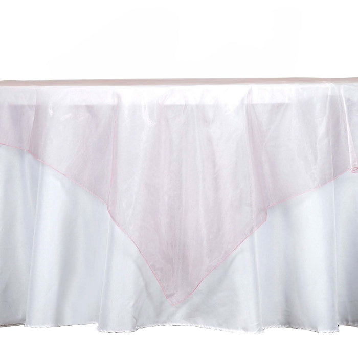 60inch | Blush / Rose Gold Square Sheer Organza Table Overlays