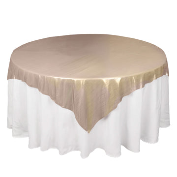 72"x72" Blush Shimmer Sequin Dots Square Polyester Table Overlay, Wrinkle Free Sparkle Glitter Table Topper