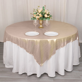 Elevate Your Event with the Blush Shimmer Sequin Dots Square Polyester Table Overlay