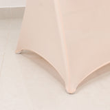 Blush Spandex Folding Chair Covers with Silver Rhinestone Buckled Sash Band