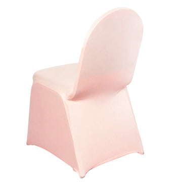 Blush Spandex Stretch Fitted Banquet Chair Cover - 160 GSM