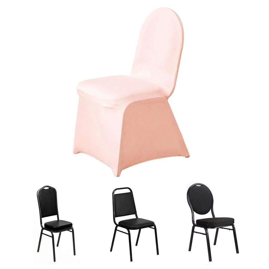 Blush Rose Gold Spandex Stretch Fitted Banquet Slip On Chair Cover - 160 GSM