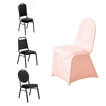 Blush Spandex Stretch Fitted Banquet Chair Cover - 160 GSM