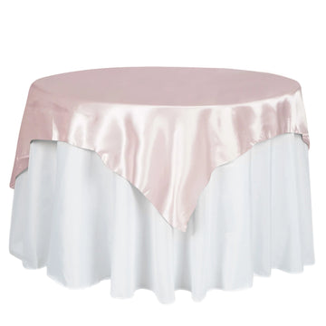 60"x60" Blush Square Smooth Satin Table Overlay