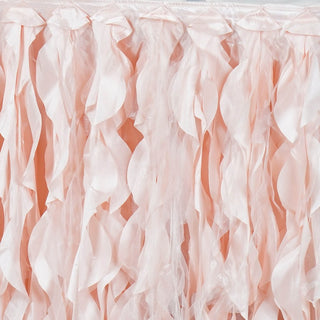 Transform Your Event with the Blush Curly Willow Taffeta Table Skirt