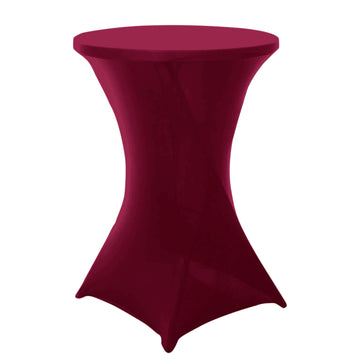 Burgundy Highboy Spandex Cocktail Table Cover, Fitted Stretch Tablecloth for 24"-32" Dia High Top Tables